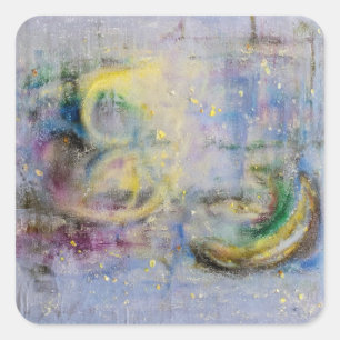 Lemony abstraction square sticker