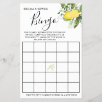 Lemony Bridal Shower Bingo game card