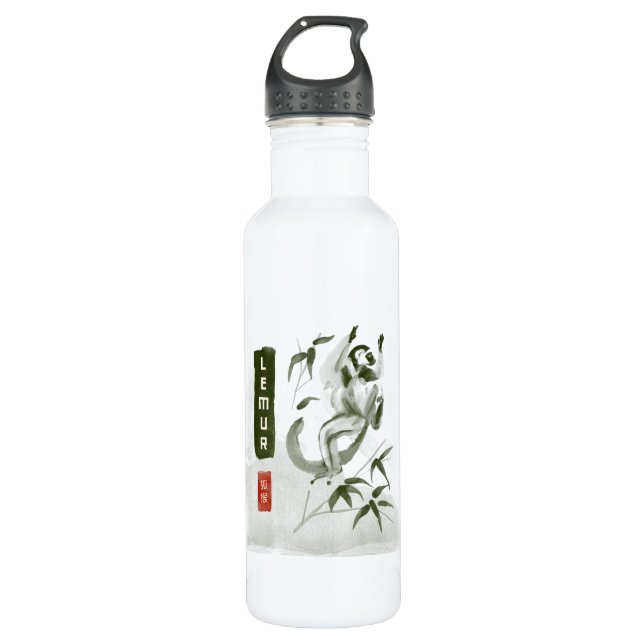 LEMUR 狐猴 Japanese style sumi-e 710 Ml Water Bottle (Front)