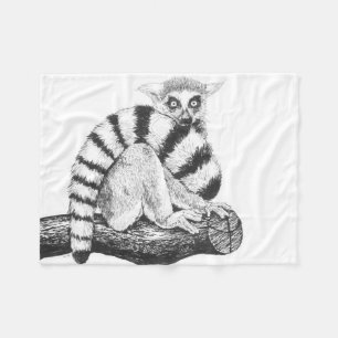 Lemur drawing fleece blanket