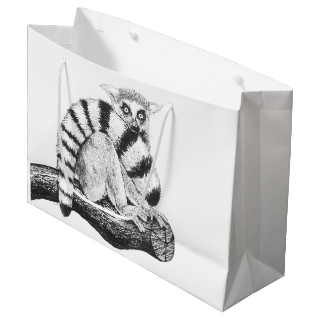 Lemur drawing large gift bag (Front Angled)