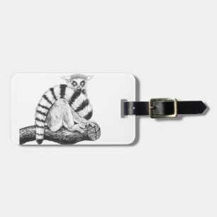 Lemur drawing luggage tag