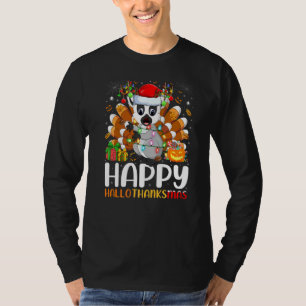 Lemur Halloween Christmas Happy Hallothanksmas T-Shirt