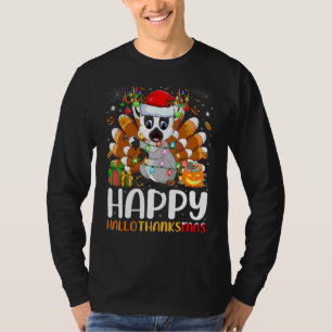 Lemur Halloween Christmas Happy Hallothanksmas T-Shirt