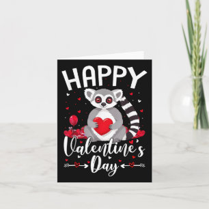 Lemur Holding Heart Loves Happy Valentines Day Card