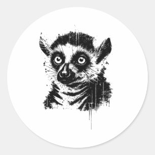 Lemur Ink Art Jungle Madaga Wildlife Rtrait Nge  Classic Round Sticker
