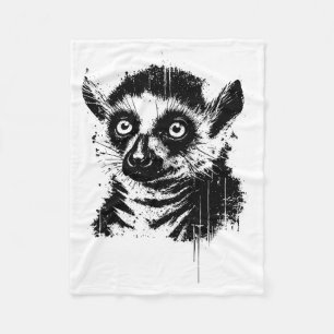 Lemur Ink Art Jungle Madaga Wildlife Rtrait Nge Fleece Blanket