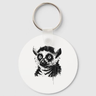 Lemur Ink Art Jungle Madaga Wildlife Rtrait Nge Key Ring
