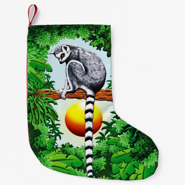 Lemur of Madagascar Small Christmas Stocking (Front)