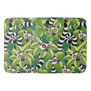 Lemurs of Madagascar in Exotic Jungle Bath Mat