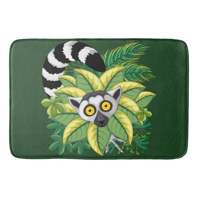 Lemurs of Madagascar in Exotic Jungle Bath Mat (Front)