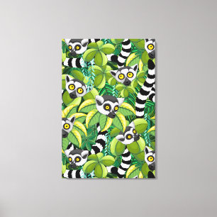Lemurs of Madagascar in Exotic Jungle Canvas Print