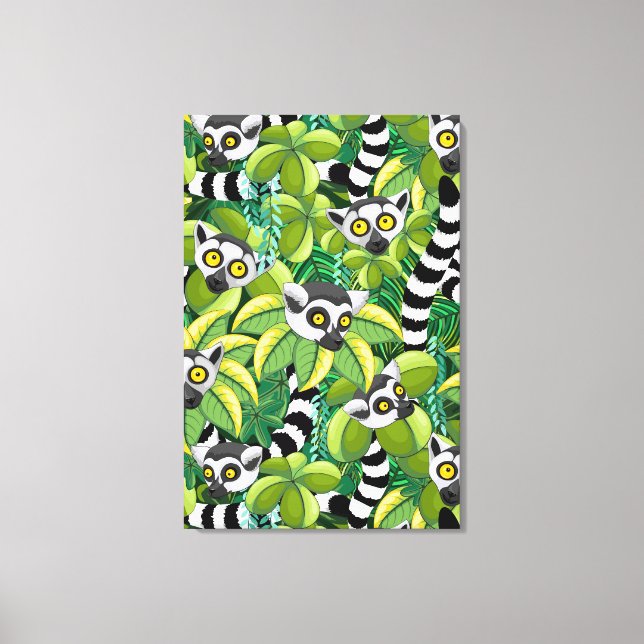 Lemurs of Madagascar in Exotic Jungle Canvas Print (Front)
