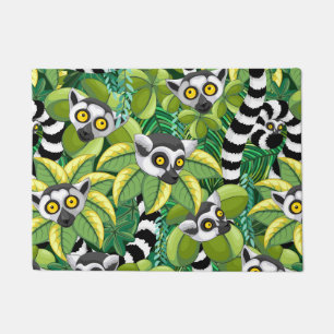 Lemurs of Madagascar in Exotic Jungle Doormat