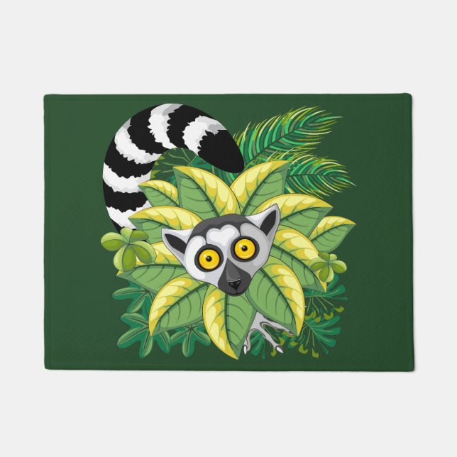 Lemurs of Madagascar in Exotic Jungle Doormat (Front)
