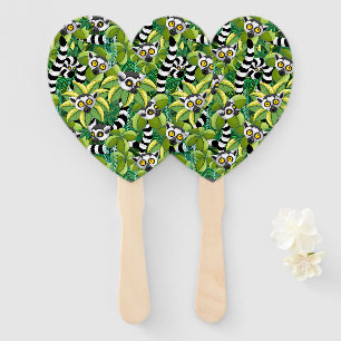 Lemurs of Madagascar in Exotic Jungle Hand Fan