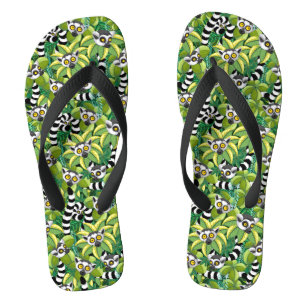 Lemurs of Madagascar in Exotic Jungle Jandals