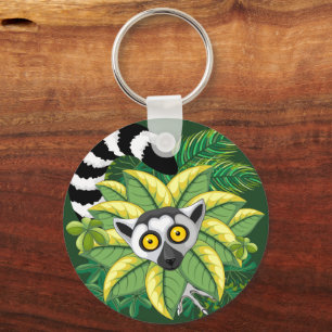 Lemurs of Madagascar in Exotic Jungle Key Ring