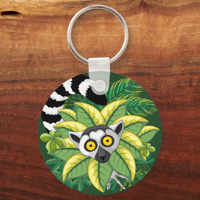 Lemurs of Madagascar in Exotic Jungle Key Ring (Front)