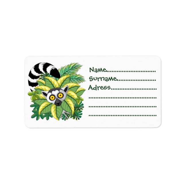 Lemurs of Madagascar in Exotic Jungle Label (Front)