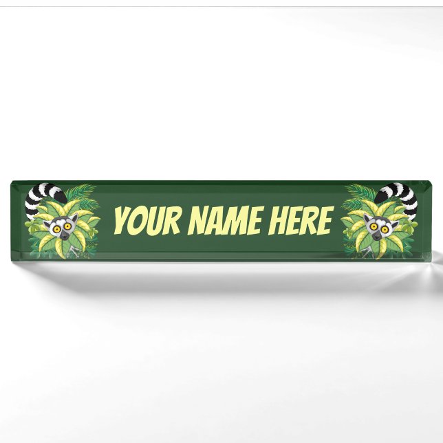 Lemurs of Madagascar in Exotic Jungle Nameplate (Front)