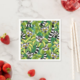 Lemurs of Madagascar in Exotic Jungle Napkin