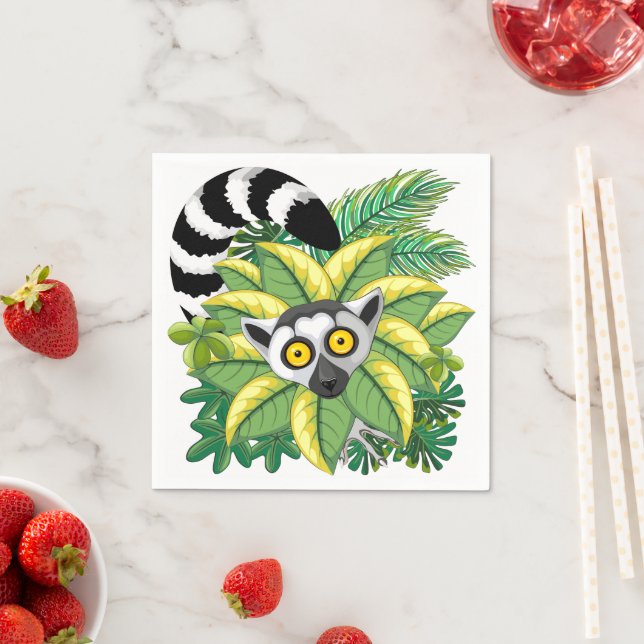 Lemurs of Madagascar in Exotic Jungle Napkin (Insitu)