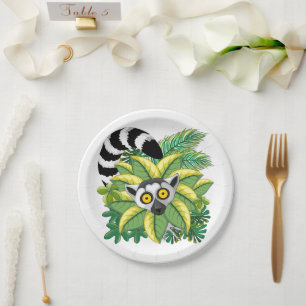 Lemurs of Madagascar in Exotic Jungle Paper Plate