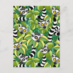 Lemurs of Madagascar in Exotic Jungle Postcard