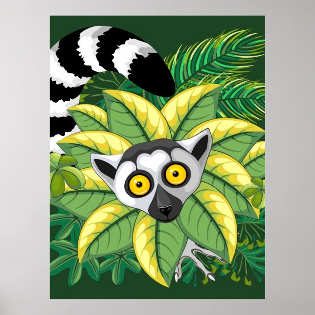 Lemurs of Madagascar in Exotic Jungle Poster (Front)
