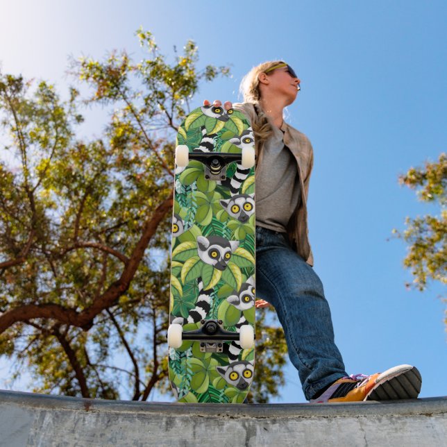 Lemurs of Madagascar in Exotic Jungle Skateboard (Outdoor 1)