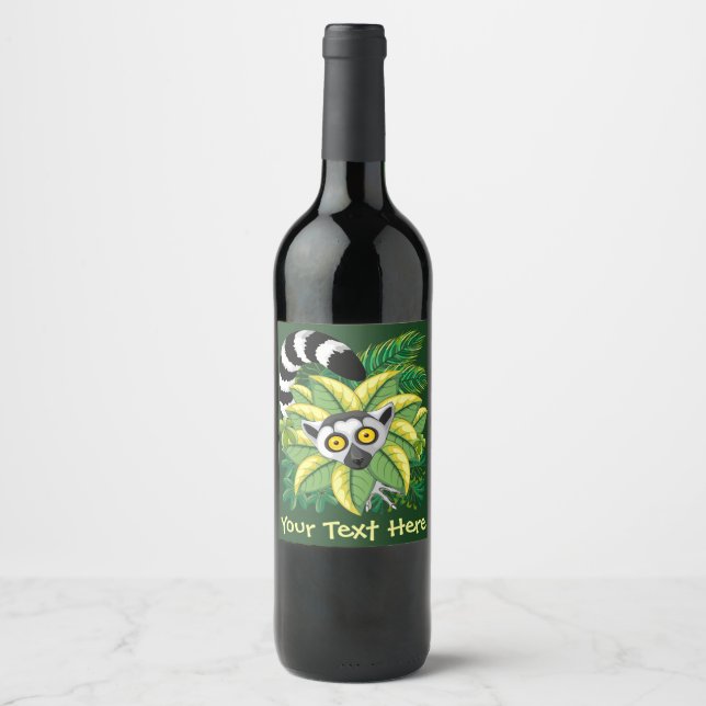 Lemurs of Madagascar in Exotic Jungle Wine Label (Front)