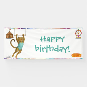 Lena leopard trapeze artist birthday banner
