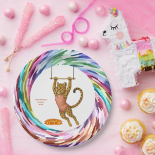 Lena leopard trapeze artist paper plate