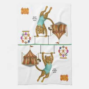 Lena leopard trapeze artist tea towel