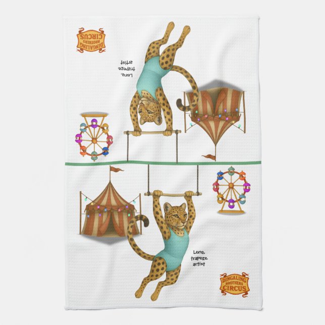 Lena leopard trapeze artist tea towel (Vertical)