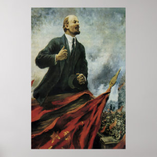 Lenin Portrait Soviet Propaganda Poster - CCCP