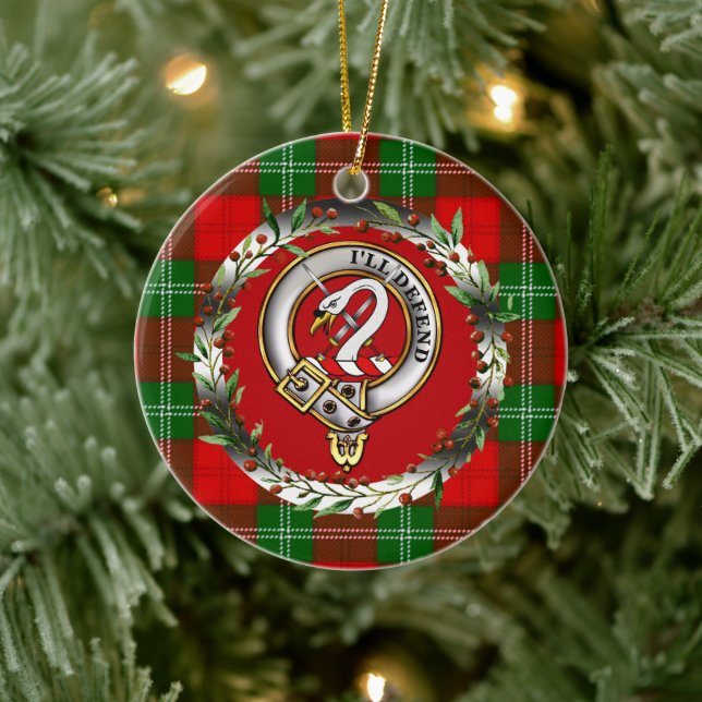 Lennox Clan Badge & Tartan Personalized Christmas Ceramic Tree Decoration (Tree)