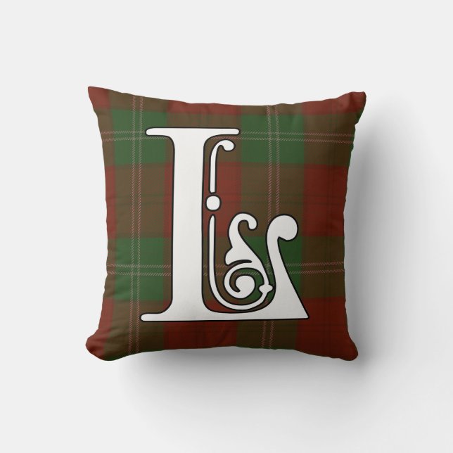 Lennox Clan Tartan Monogram Cushion (Front)
