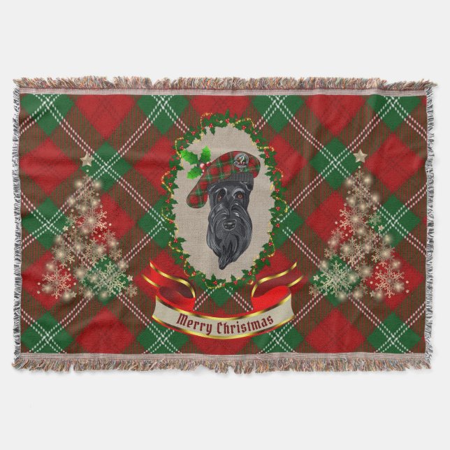 Lennox Scottie Dog Christmas Throw Blanket (Front)