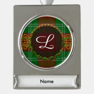 Lennox Tartan And Monogram Silver Plated Banner Ornament