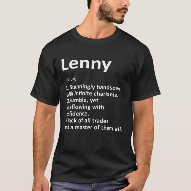Lenny Definition Personalised Name Funny Birthday  T-Shirt (Front)