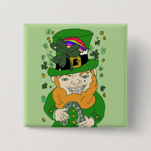 Lenny The Leprechaun 2 Inch Square Button (Front)