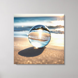 Lens Ball On Ocean Beach Canvas Print