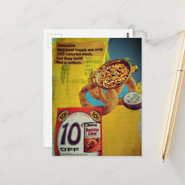 Lentil Rings and Soup 225 mixed media collage  Postcard (Front/Back In Situ)