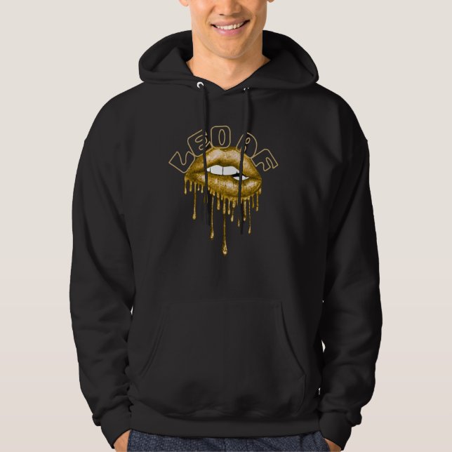 Leo AF Dripping Lips Zodiac Leo Birthday Leo Graph Hoodie (Front)