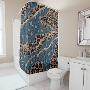 Leo Animal Print Glitter Glam 1 Shower Curtain