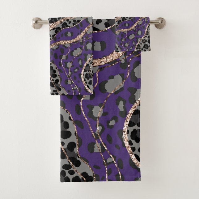 Leo Animal Print Glitter Glam 2 Bath Towel Set (Insitu)