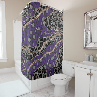 Leo Animal Print Glitter Glam 2 Shower Curtain
