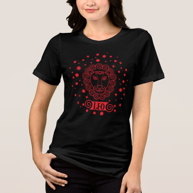 Leo astrology birth sign zodiac lion head stars Tri-Blend shirt (Front)